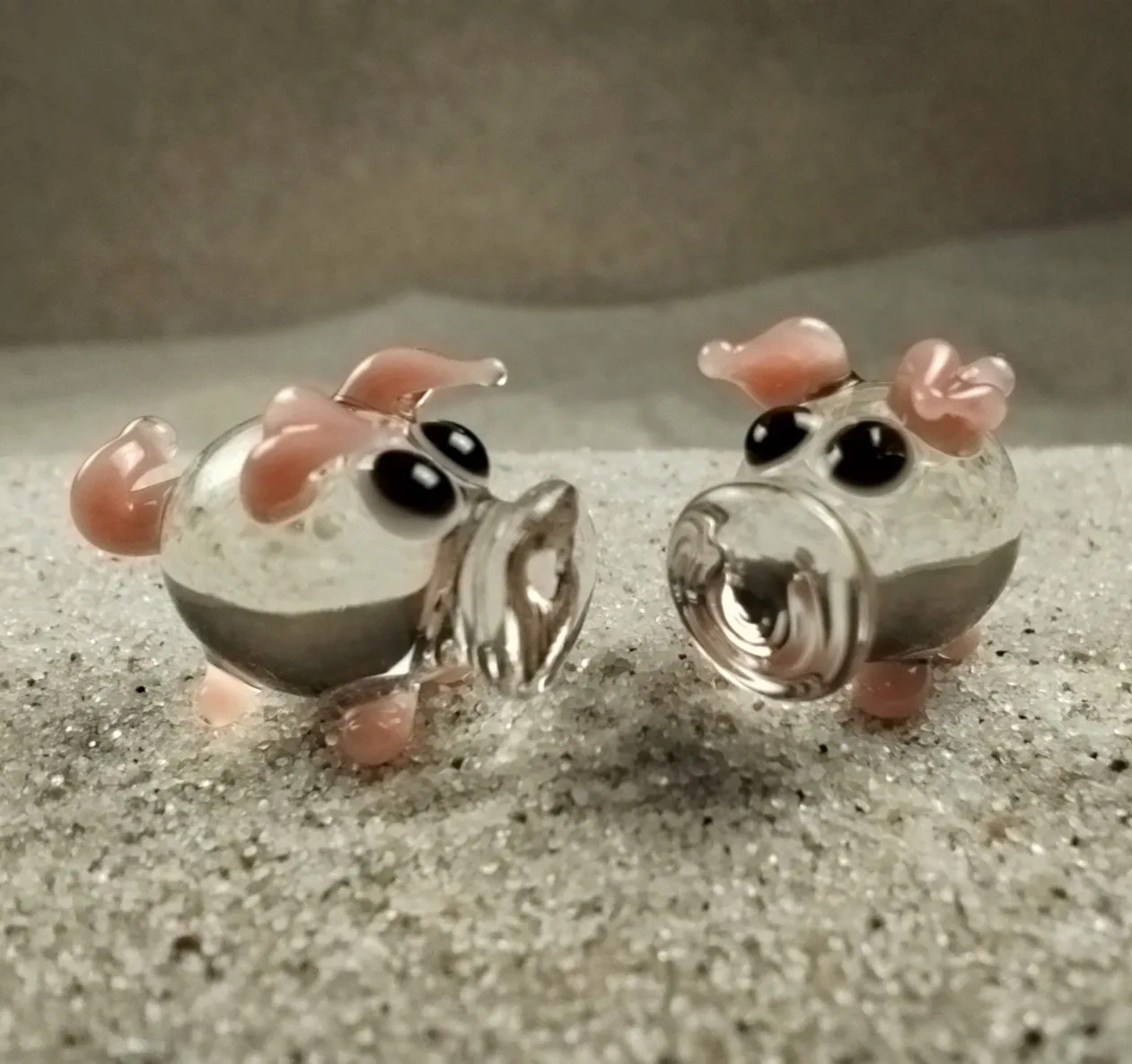 Skleněná figurka růžového prasátka
