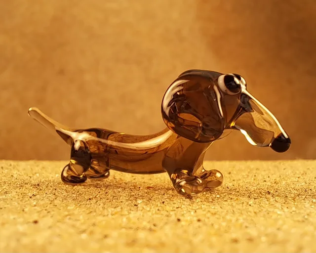 Skleněná figurka šedého jezevčíka